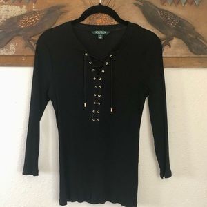 Ralph Lauren TOP / long sleeve / lace up / M